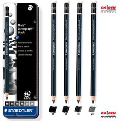 Bộ chì phác họa STAEDTLER than đen 6 cây (Hộp thiếc)