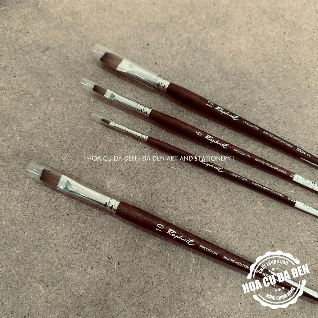 [DA ĐEN] Cọ Vuông Lông Ngắn Raphael 8534 | Raphaël Precision Flat Watercolour Brushes Series 8534