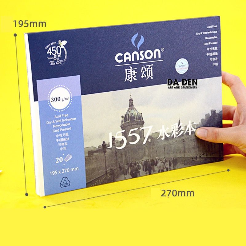 Sổ Vẽ Màu Nước Canson 1557 300gsm 20 Tờ