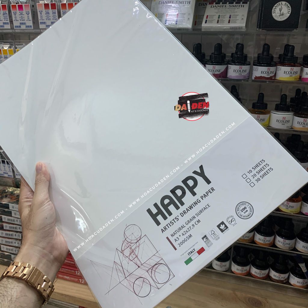 Giấy Vẽ Happy 200gsm A5/A4/A3 Tệp 10 Tờ