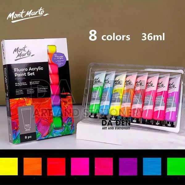 Màu Acrylic Neon Bộ 8 Màu 36ml Mont Marte