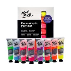 Màu Acrylic Neon Bộ 8 Màu 36ml Mont Marte