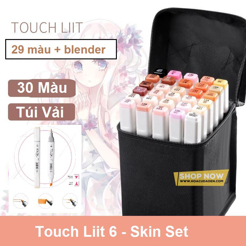 Set 30 Màu Da Touch Liit 6 Túi Vải