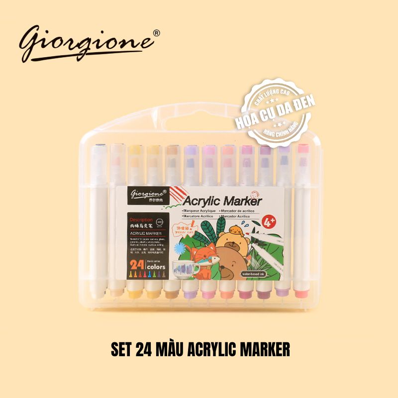 [DA ĐEN] Bộ Bút Sơn Acrylic Marker Giorgione G-AM-BS12 Bộ 12/24/36/48 Màu