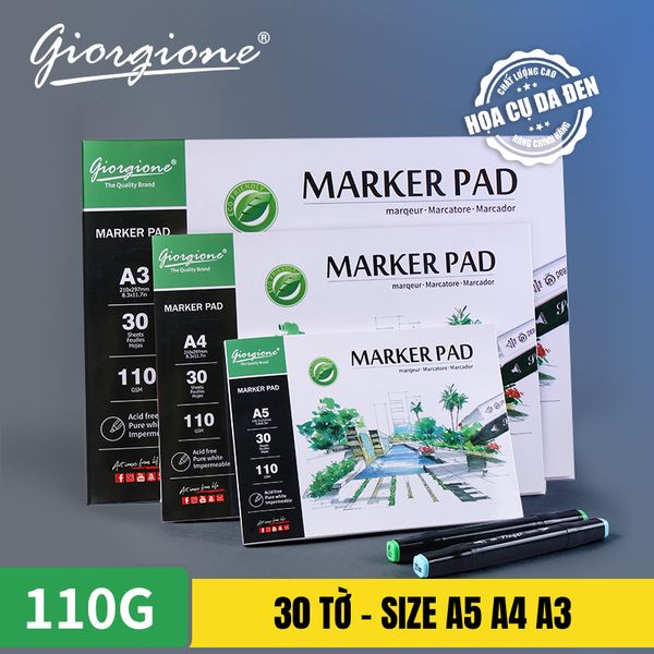 [DA ĐEN] Sổ Marker Pad Giorgione Size A3 | A4 | A5