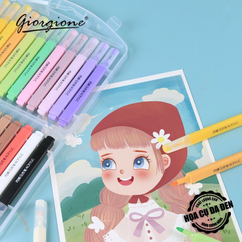 [DA ĐEN] Bộ Bút Sơn Acrylic Marker Giorgione G-AM-MK12 Bộ 12/24/36/48/60 Màu