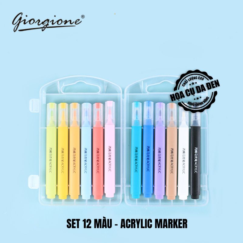 [DA ĐEN] Bộ Bút Sơn Acrylic Marker Giorgione G-AM-MK12 Bộ 12/24/36/48/60 Màu