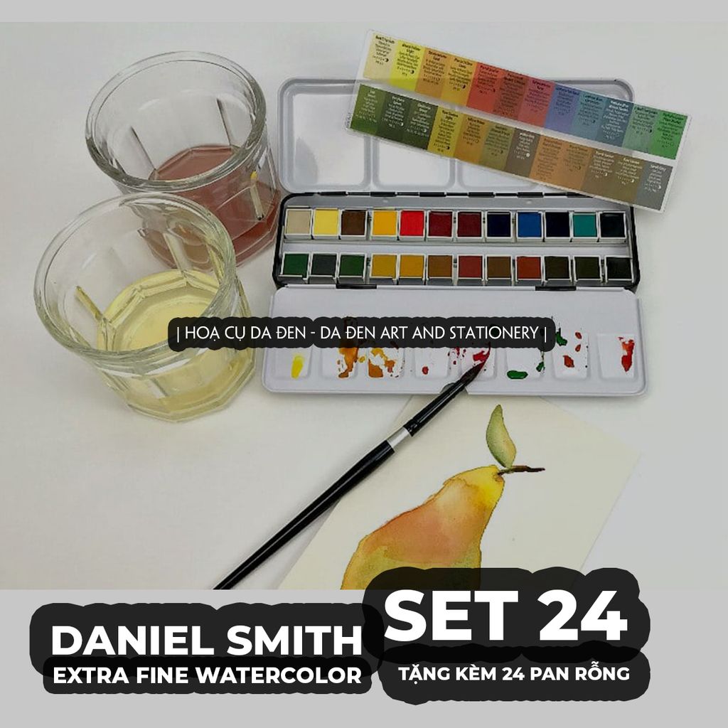 [DA ĐEN] Daniel Smith - Set 24 Màu Nước Nén tặng kèm 24 half pans