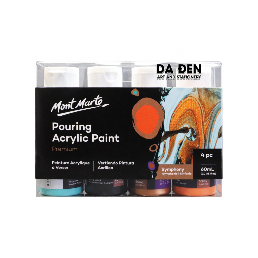 Màu Premium Pouring Acrylic Paint 60ml Set 4 Chai - Symphony