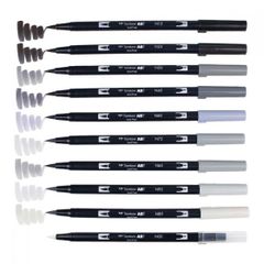 ABT Dual Brush Pen Set 10 Grayscale