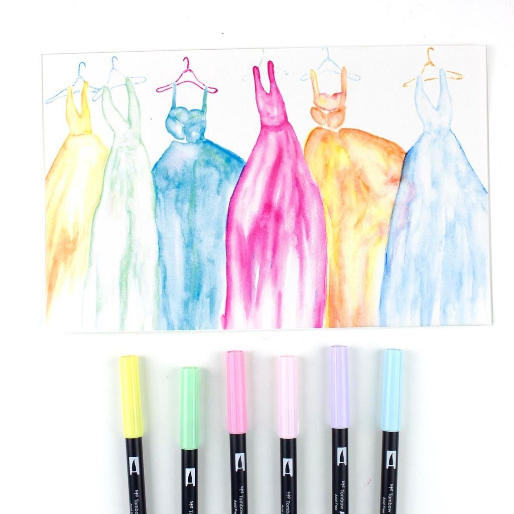 ABT Dual Brush Pen Set 6 Pastel