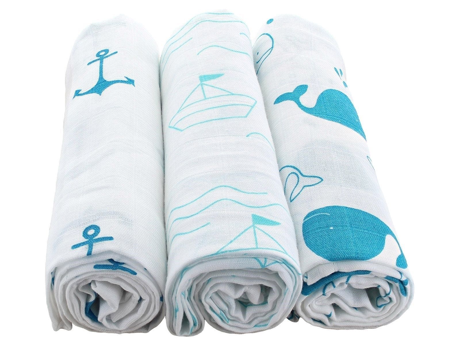 HANS NATUR Khăn xô họa tiết Blue 75x75cm