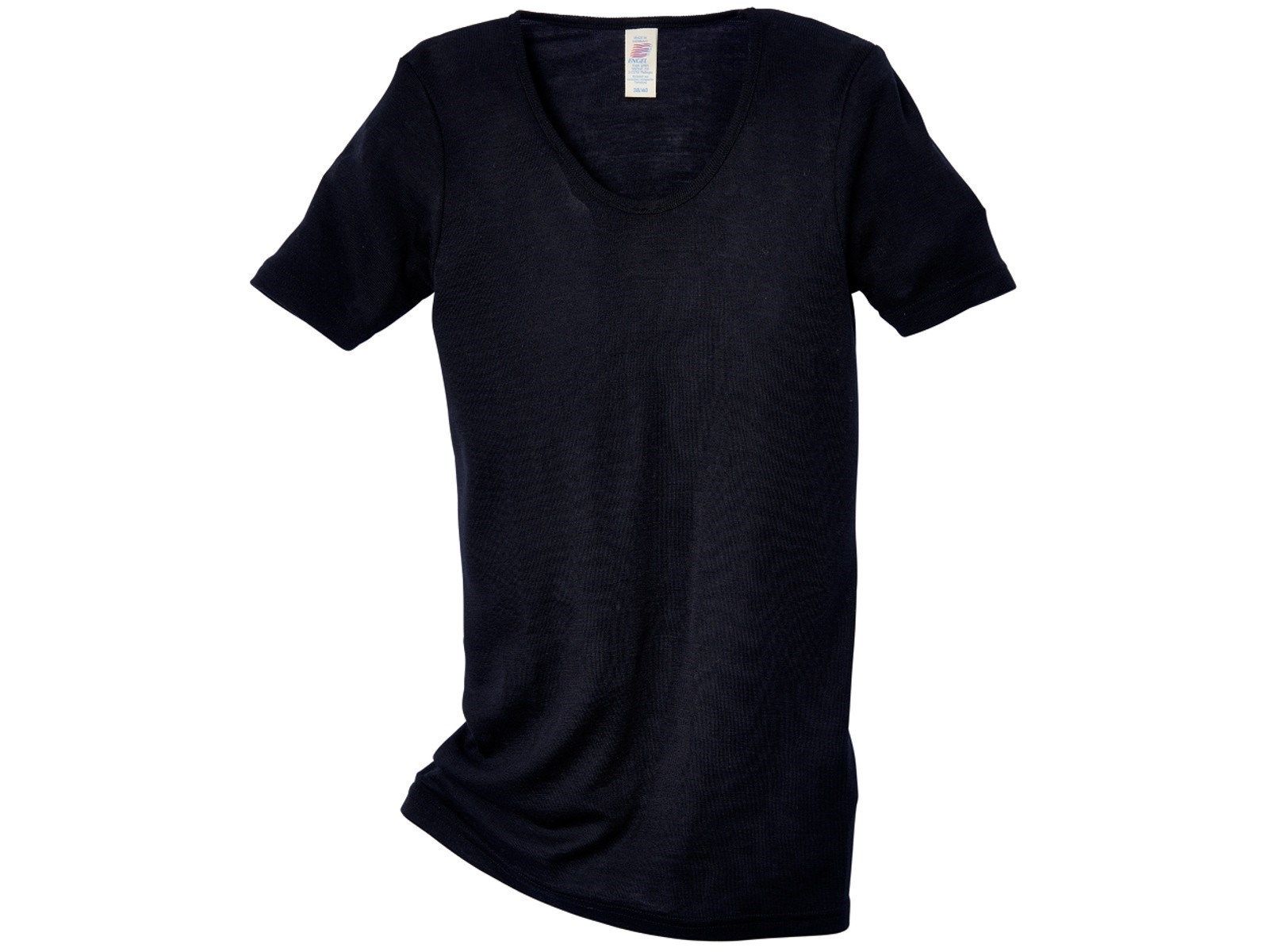 ENGEL Áo ngắn tay phụ nữ 70% Merino wool 30% Silk Black