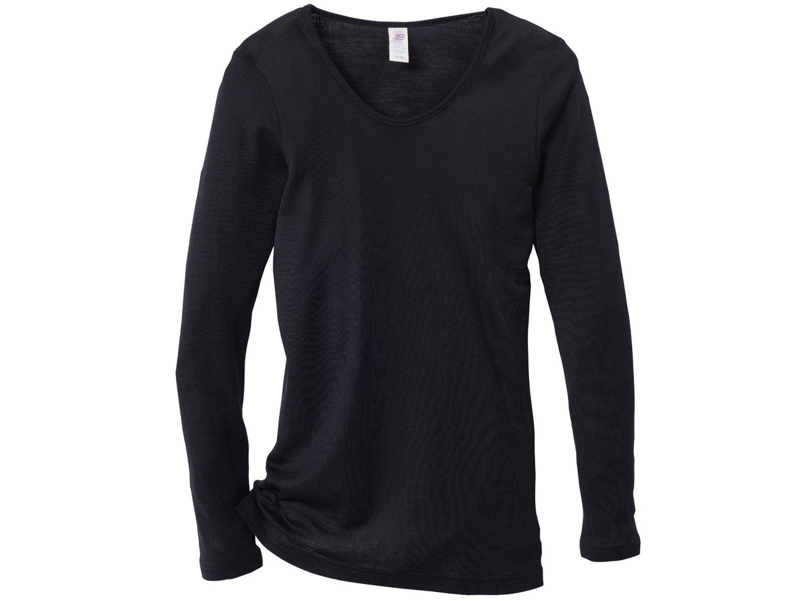 ENGEL Áo dài tay phụ nữ 70% Merino wool 30% Silk Black