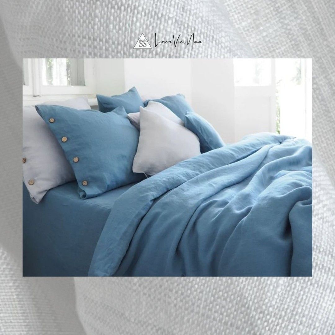 Bedding Linen Pháp Pastel Blue | European Flax Bedding | CHOI SEWING