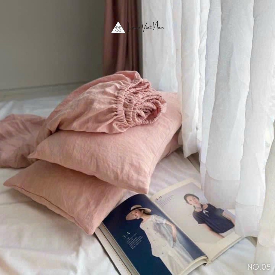 Bedding Linen Pháp Salmon Pink | European Flax Bedding | CHOI SEWING
