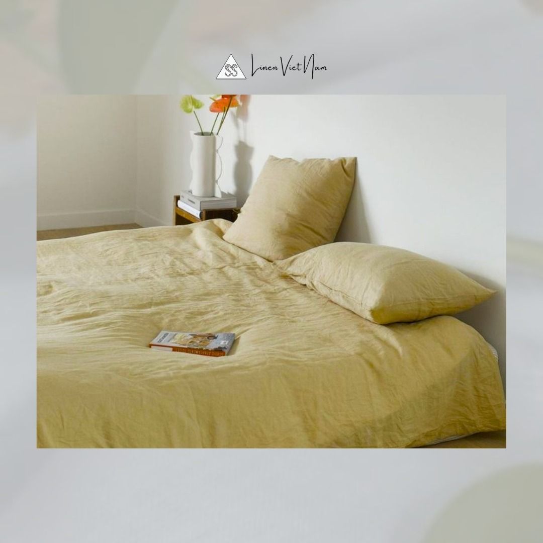 Bedding Linen Pháp Pastel Yellow | European Flax Bedding | CHOI SEWING