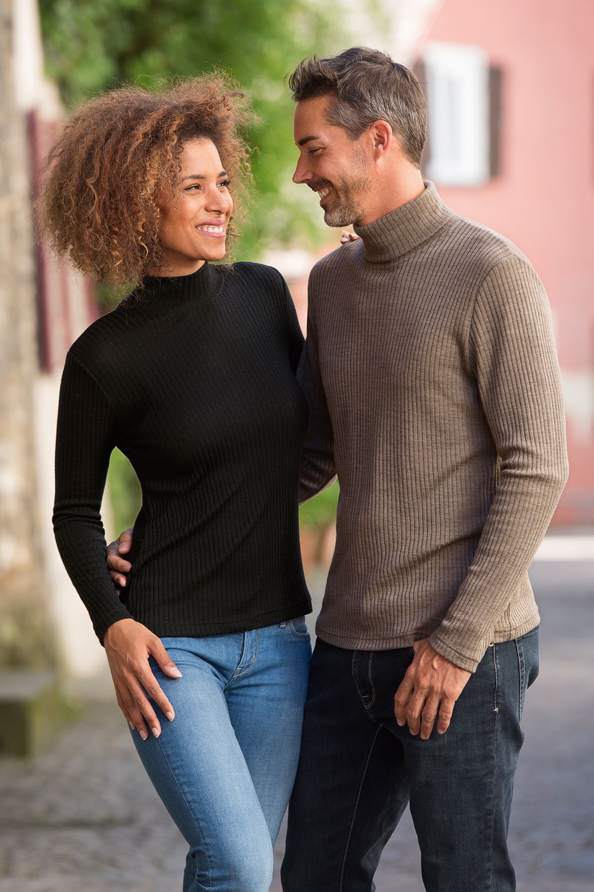 ENGEL Áo cổ lọ dài tay tay nam 70% Merino wool 30% Silk Walnut