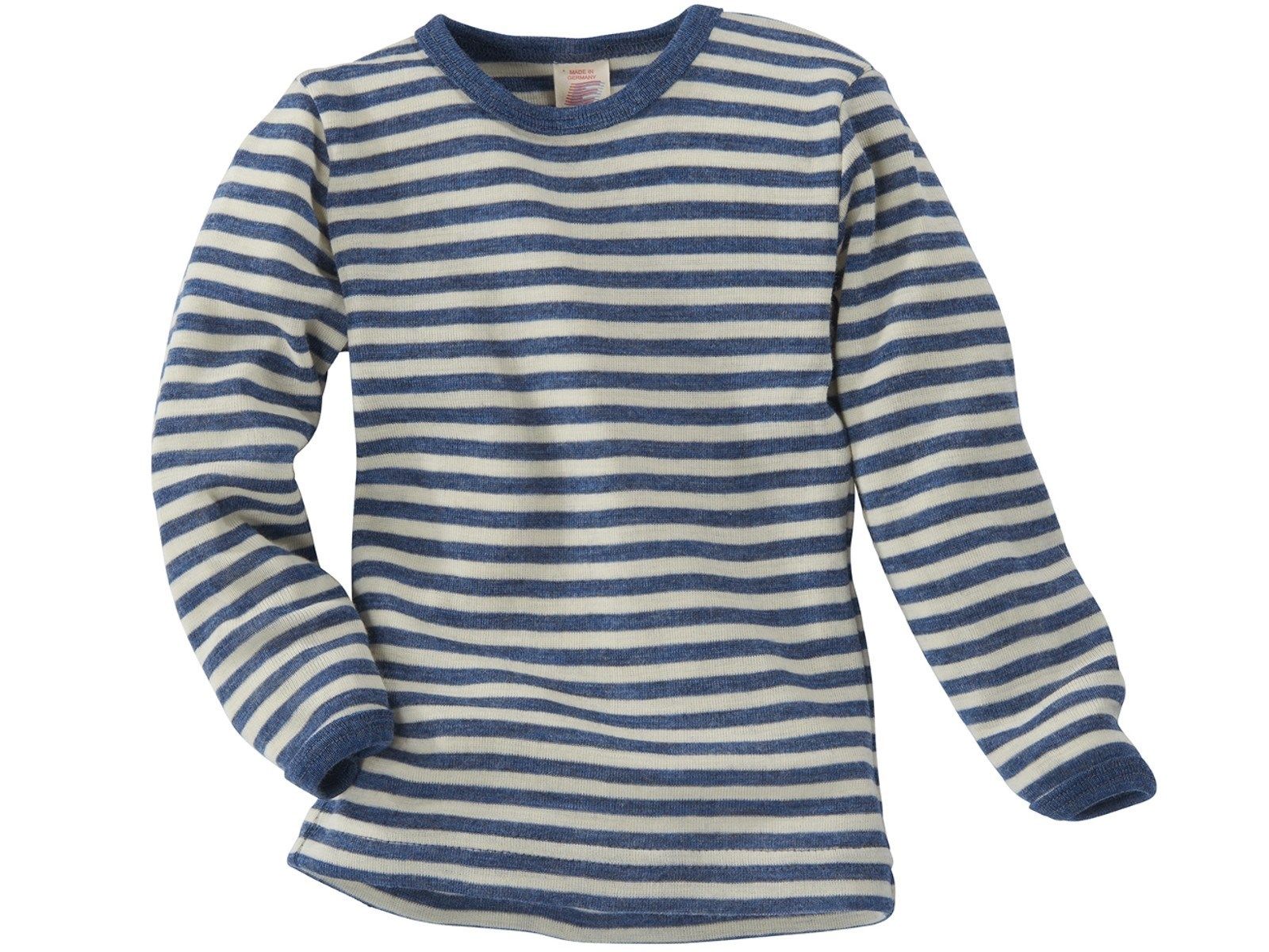 ENGEL Áo dài tay 100% Merino wool Blue melange/Natural