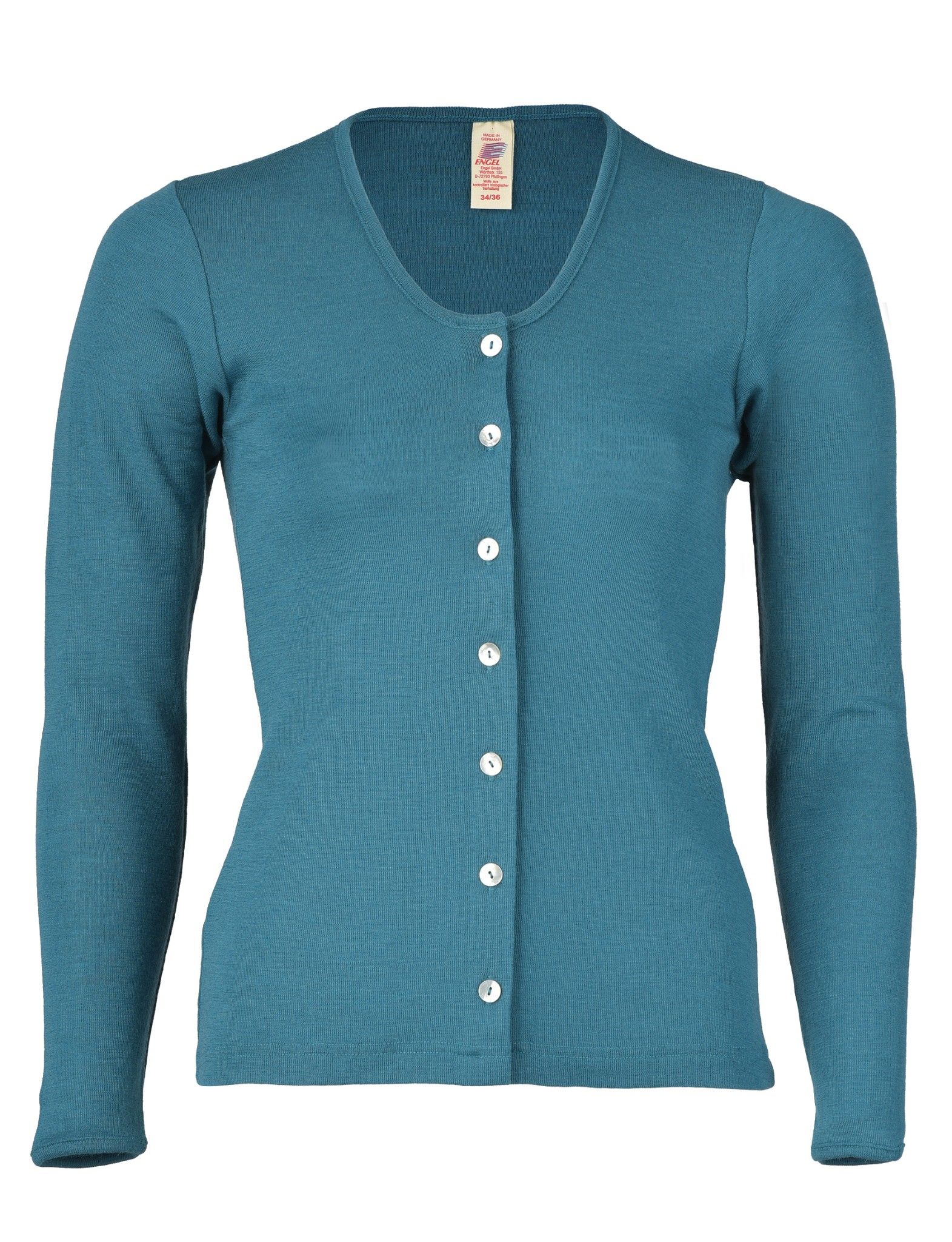ENGEL Áo khoác cardigan nữ 100% Merino wool Turquoise