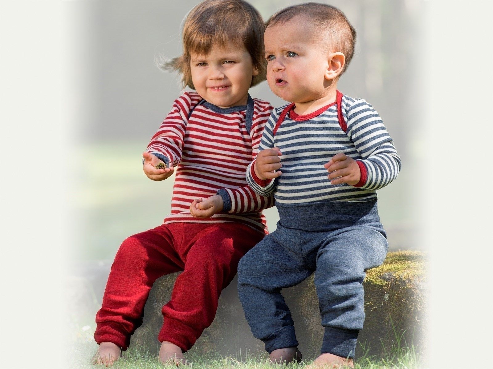 ENGEL Áo dài tay đắp vai 100% Merino wool Red melange/natural