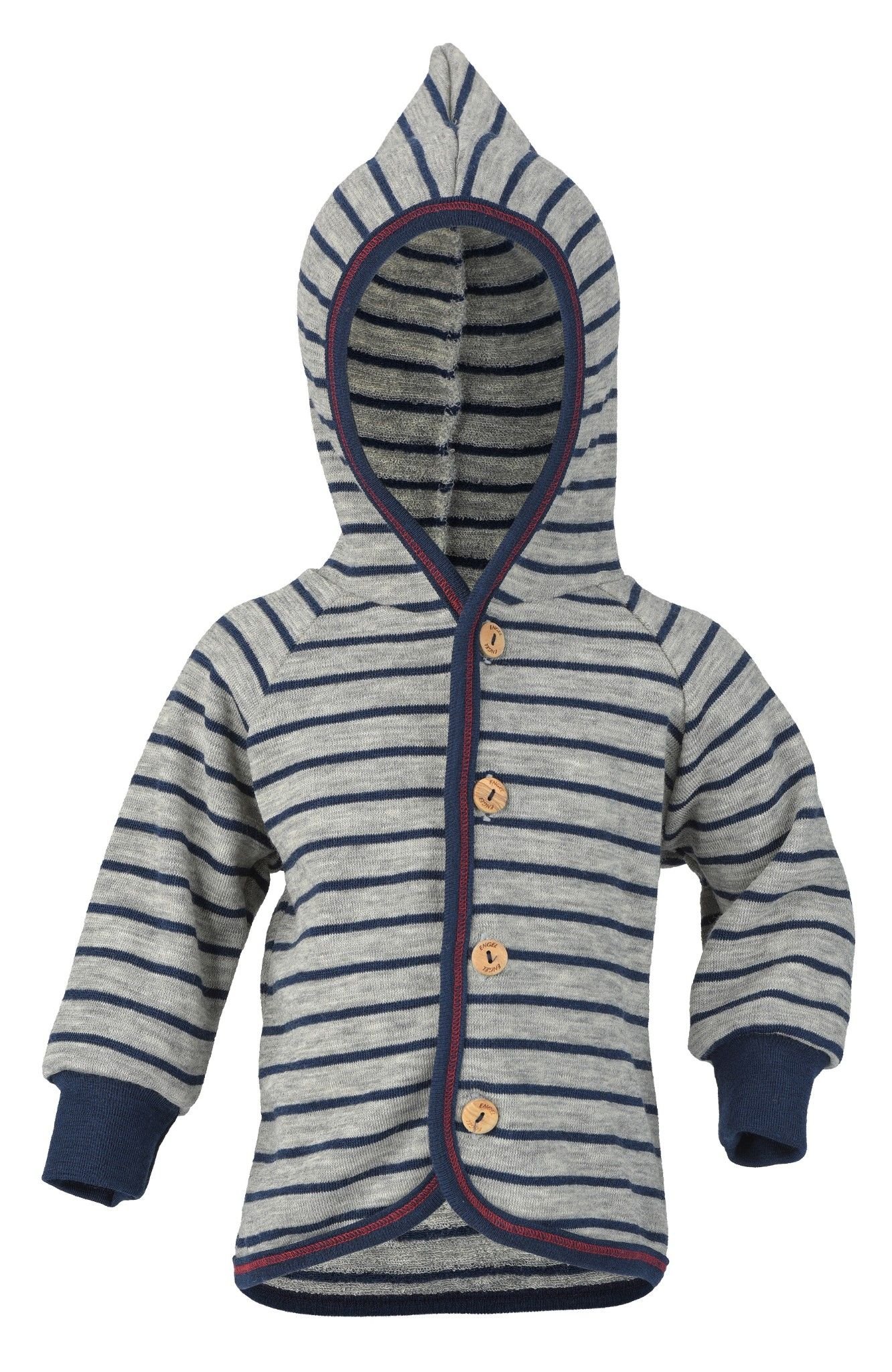 ENGEL Áo khoác có nón 100% Merino wool Terry Light grey melange/navy