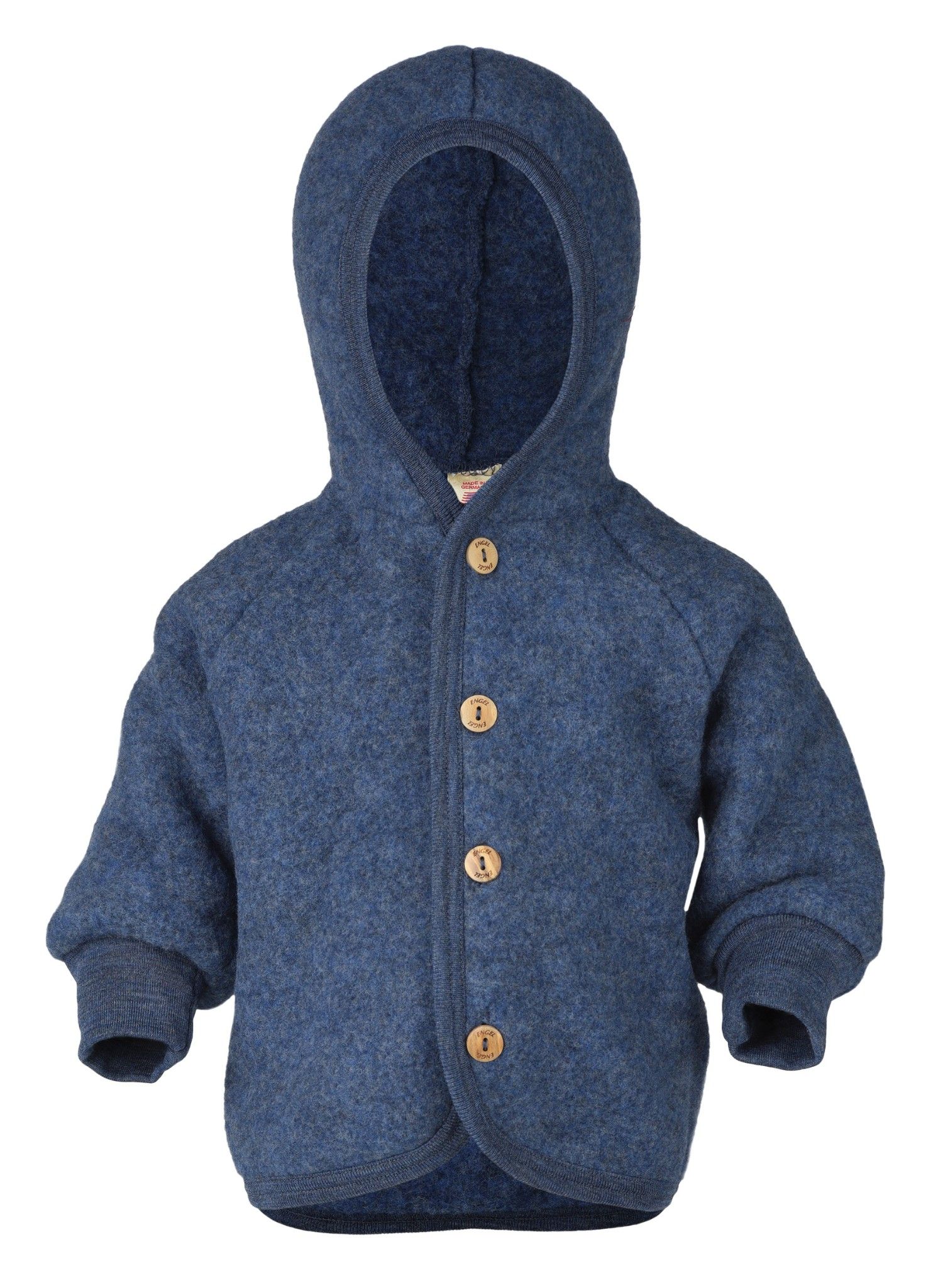 ENGEL Áo khoác có nón 100% Merino wool Fleece Blue melange