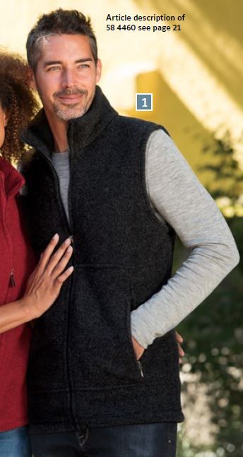 ENGEL Áo khoác cộc tay nam fleece 100% wool Black melange