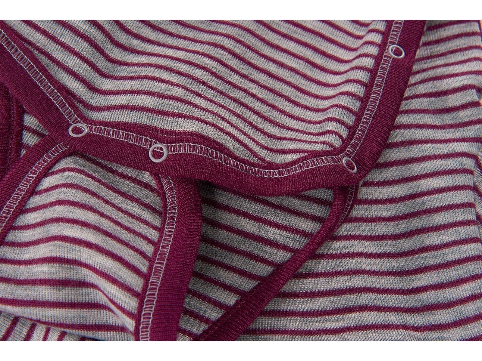 ENGEL Bodysuit dài tay vạt xéo 70% Merino wool 30% silk Grey melange/Orchid