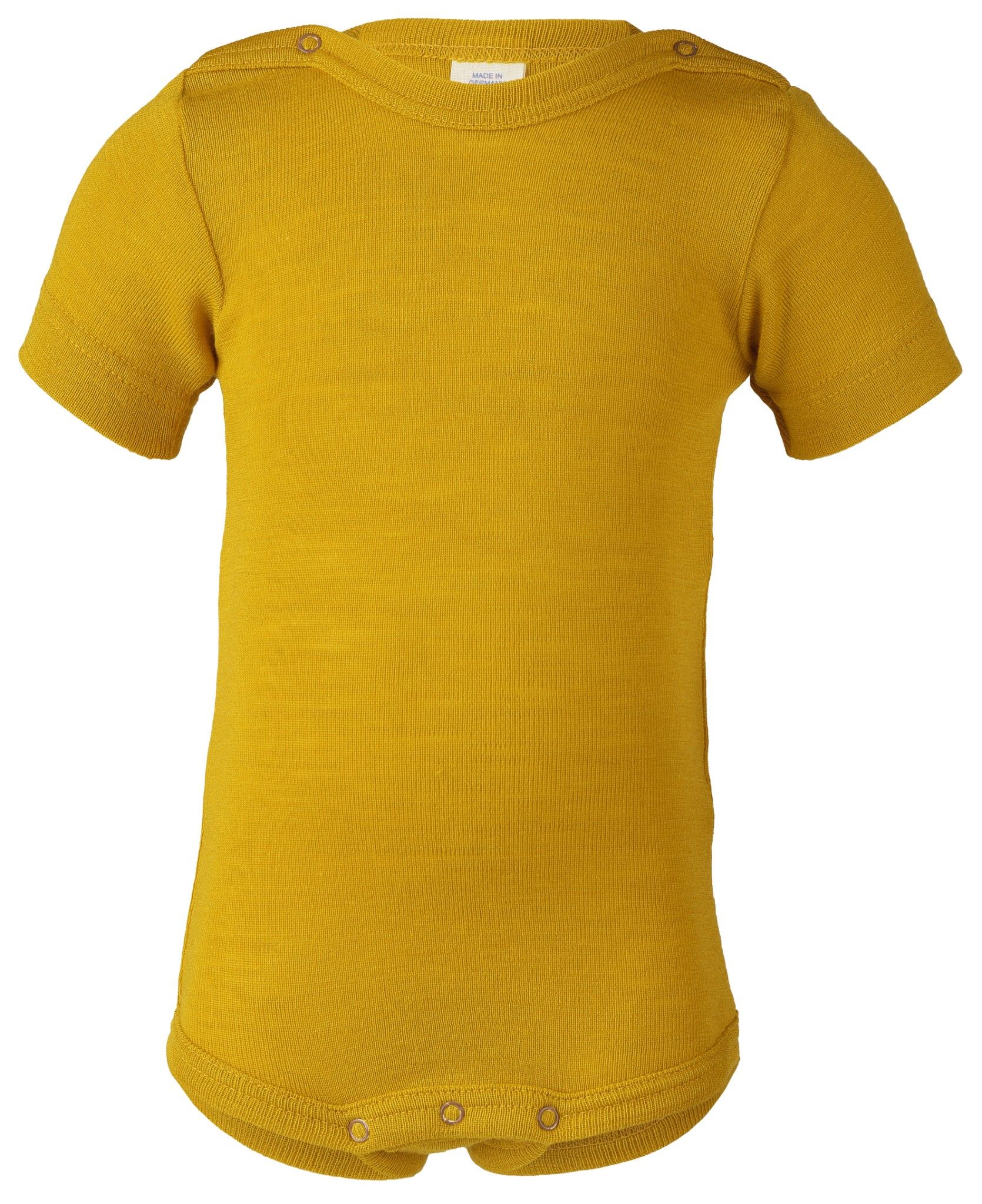 ENGEL Bodysuit ngắn tay nút vai 70% Merino wool 30% Silk Saffron