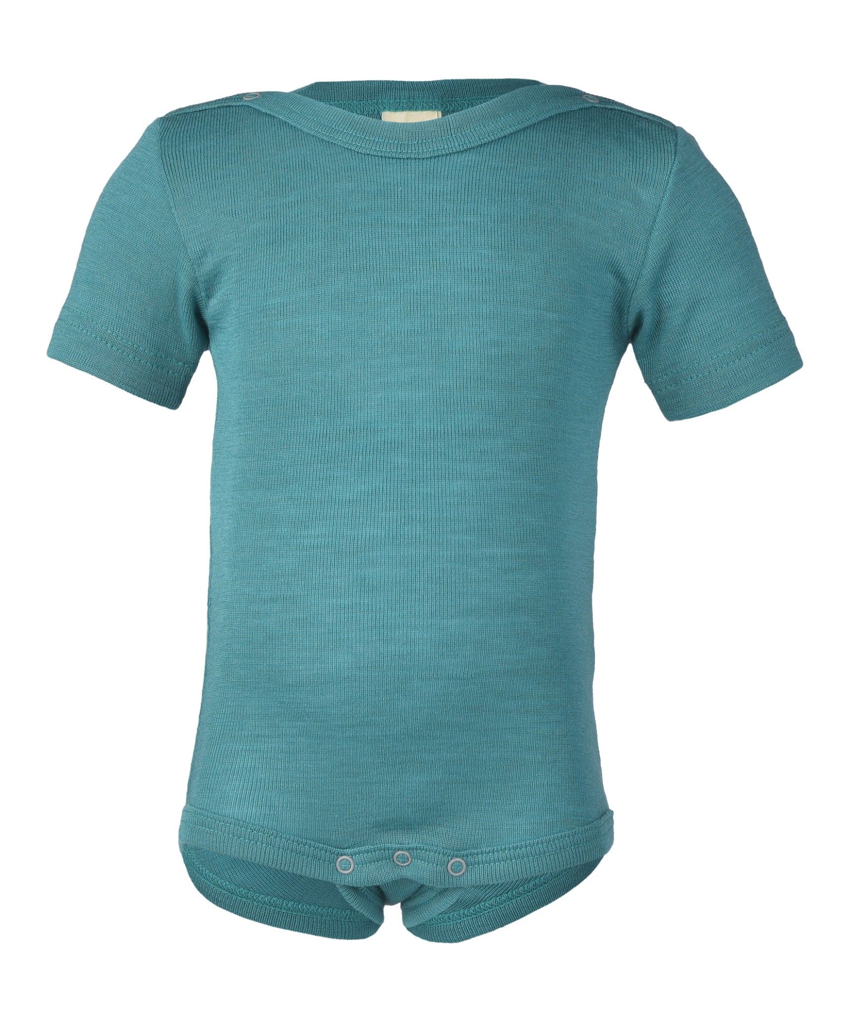 ENGEL Bodysuit ngắn tay nút vai 70% Merino wool 30% Silk Kingfisher