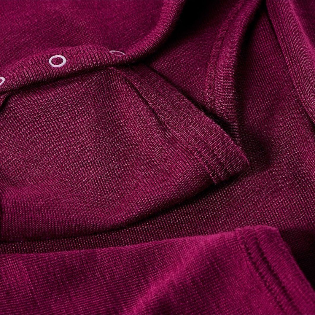 ENGEL Bodysuit dài tay nút vai 70% Merino wool 30% Silk Orchid