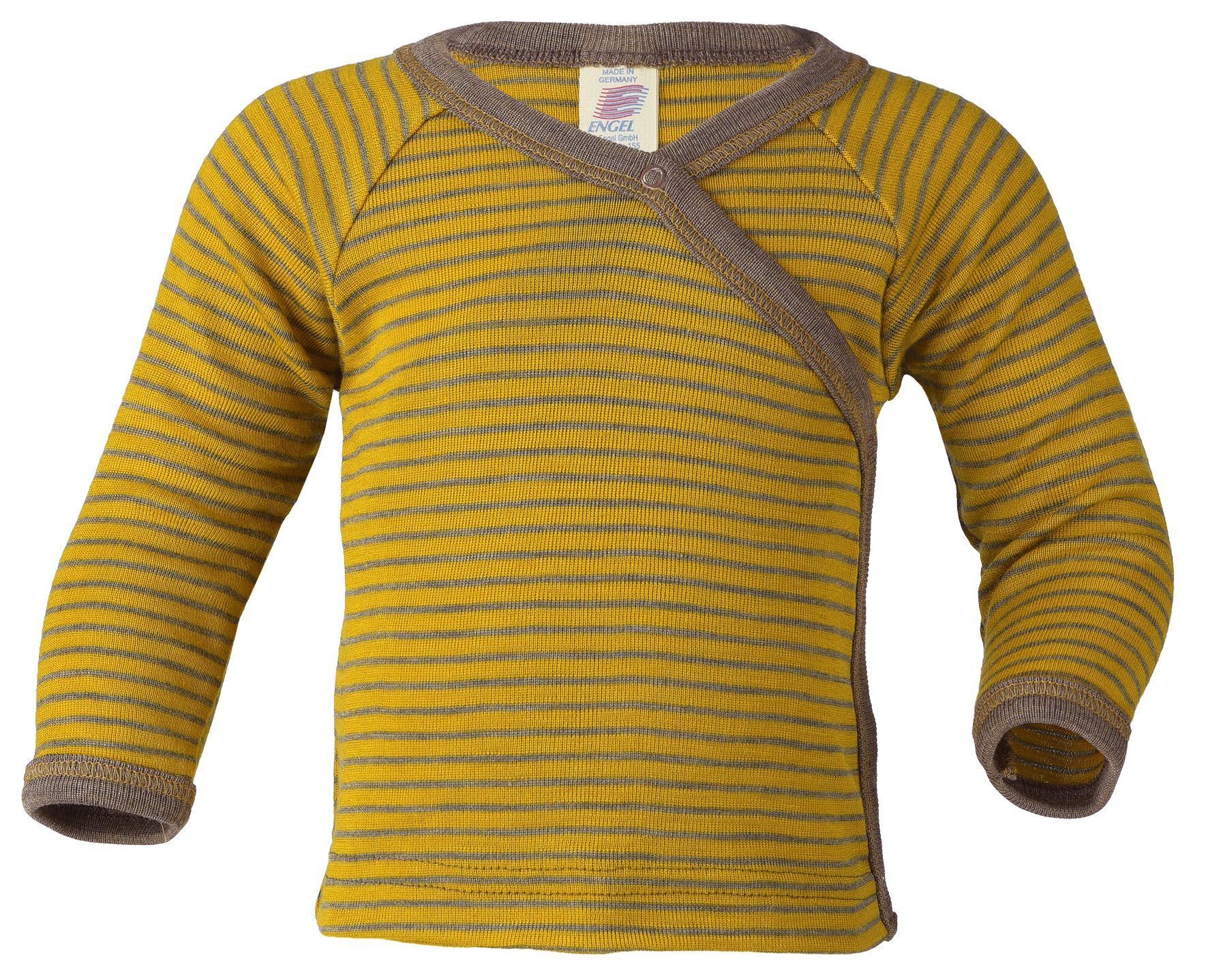 ENGEL Áo dài tay vạt xéo 70% Merino wool 30% Silk Saffron/Walnut