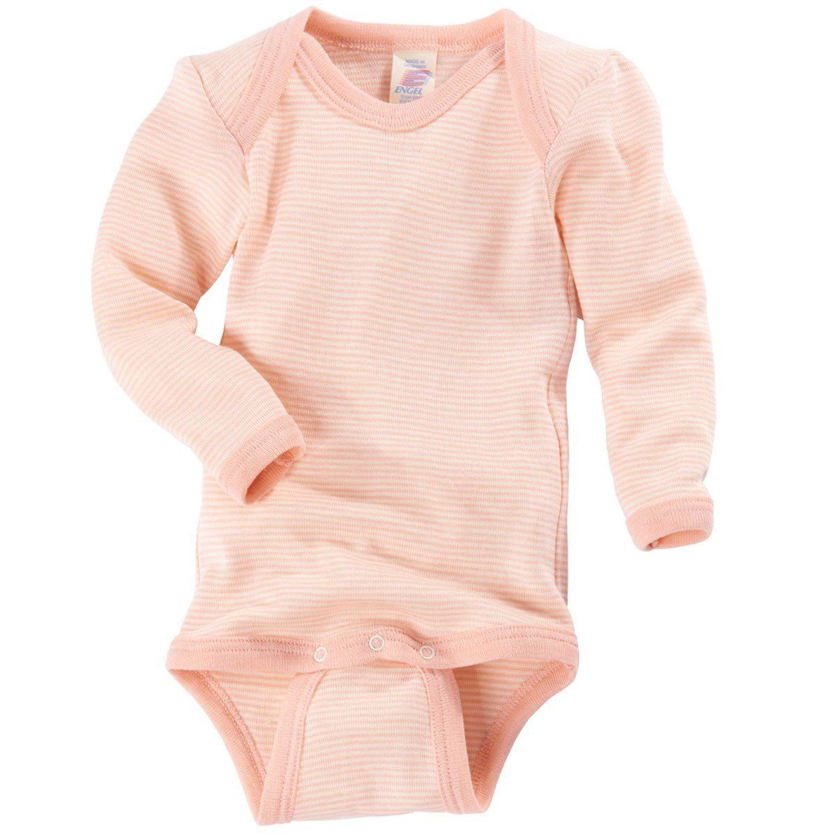 ENGEL Bodysuit dài tay đắp vai 70% Merino wool 30% Salmon/Natural