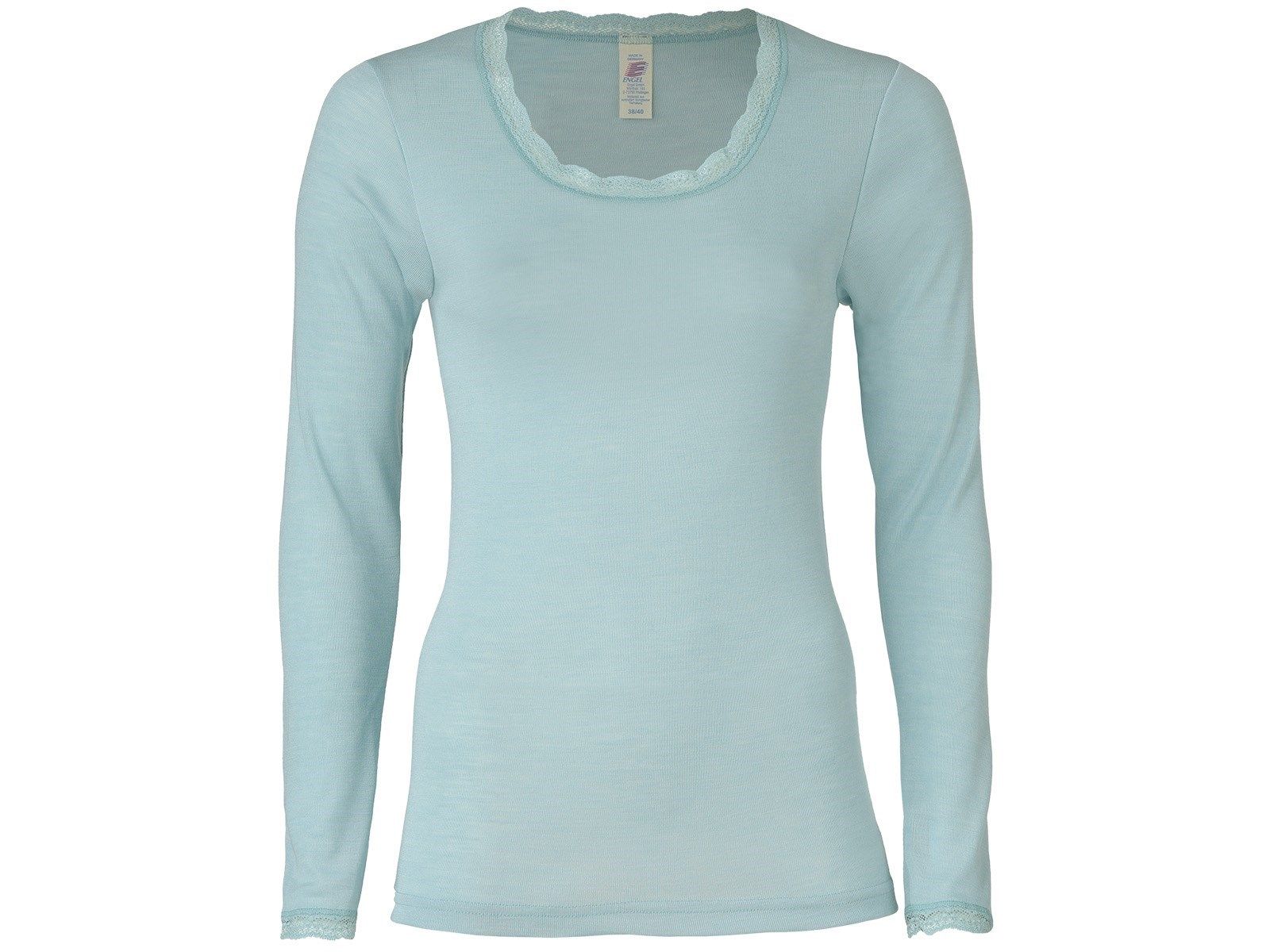 ENGEL Áo dài tay phụ nữ có ren 70% Merino wool 30% Silk Glacier
