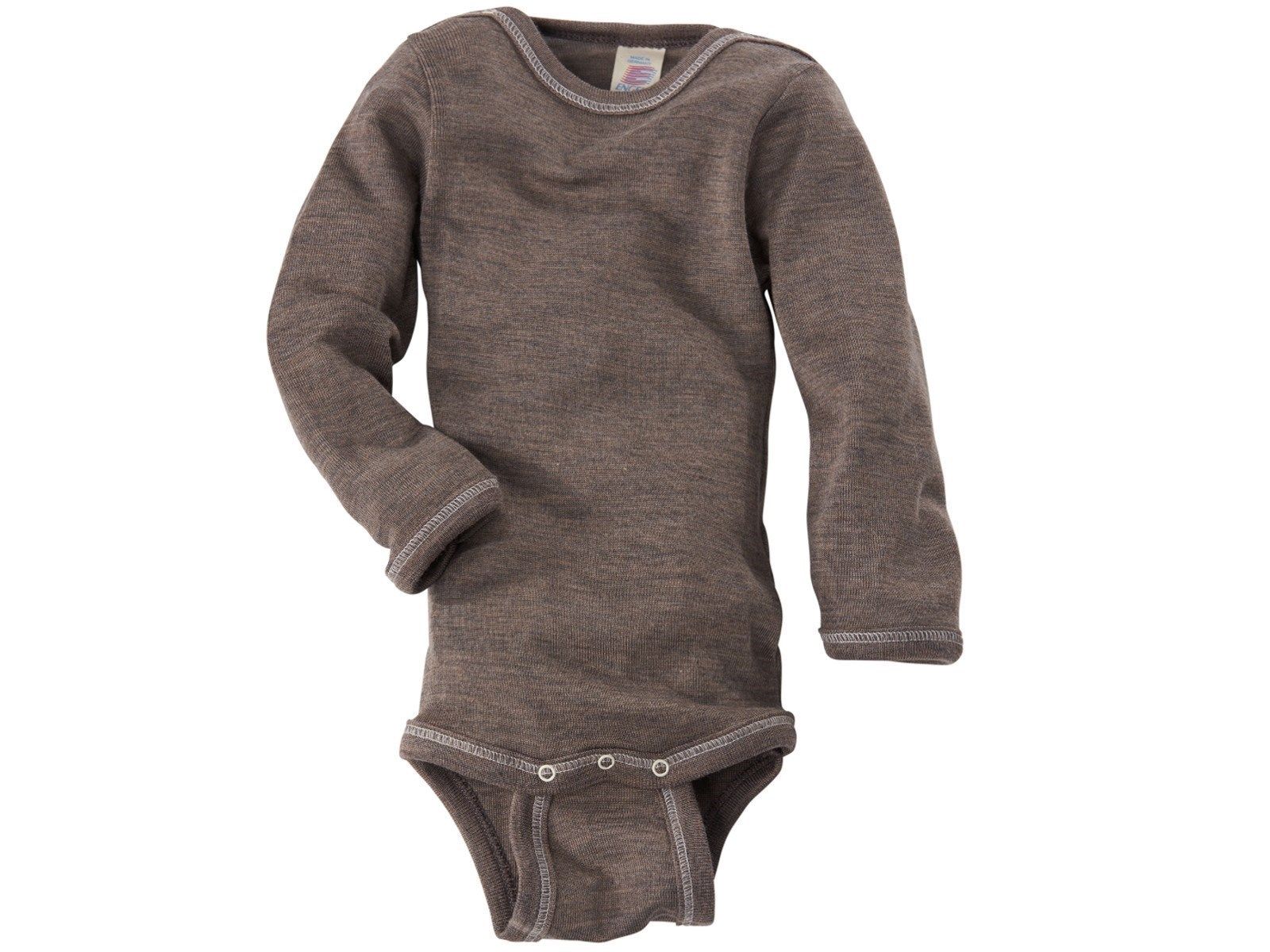 ENGEL Bodysuit dài tay nút vai 70% Merino wool 30% Silk Walnut