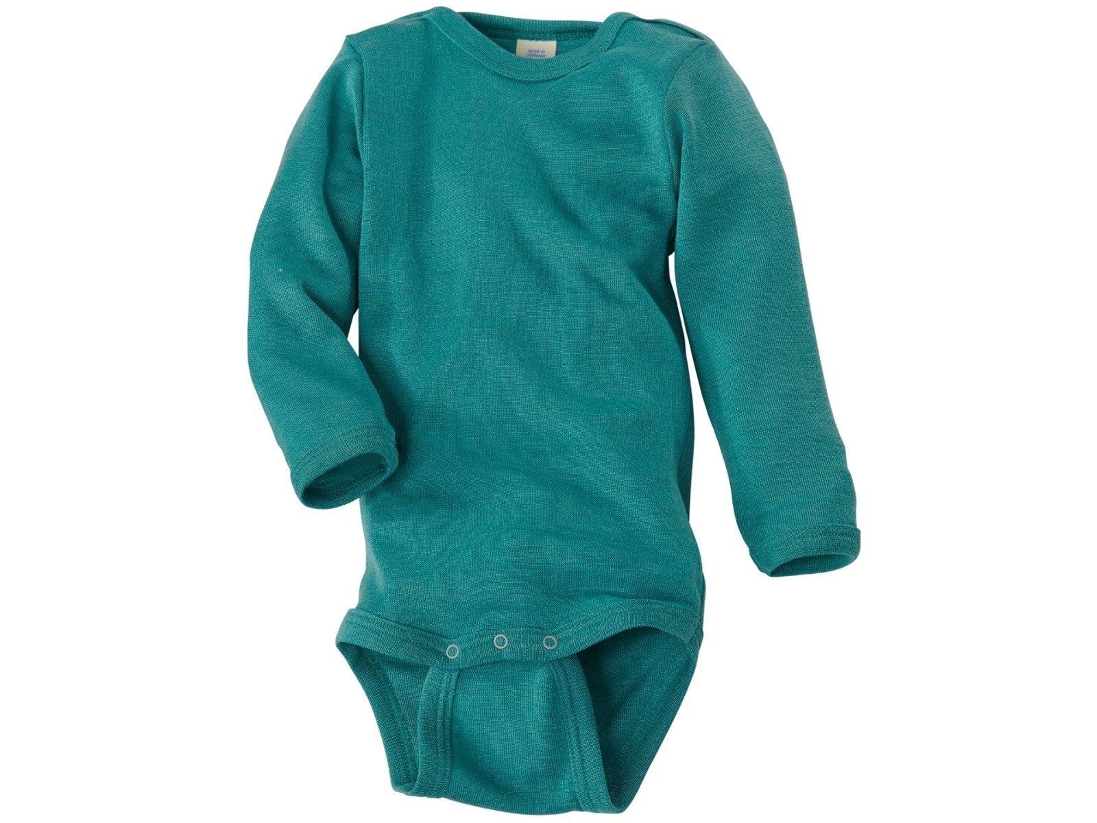 ENGEL Bodysuit dài tay nút vai 70% Merino wool 30% Silk Ice-blue