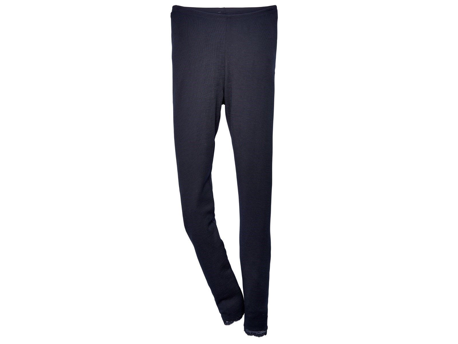 ENGEL Quần legging phụ nữ có ren chân 70% Merino wool 30% Silk Black