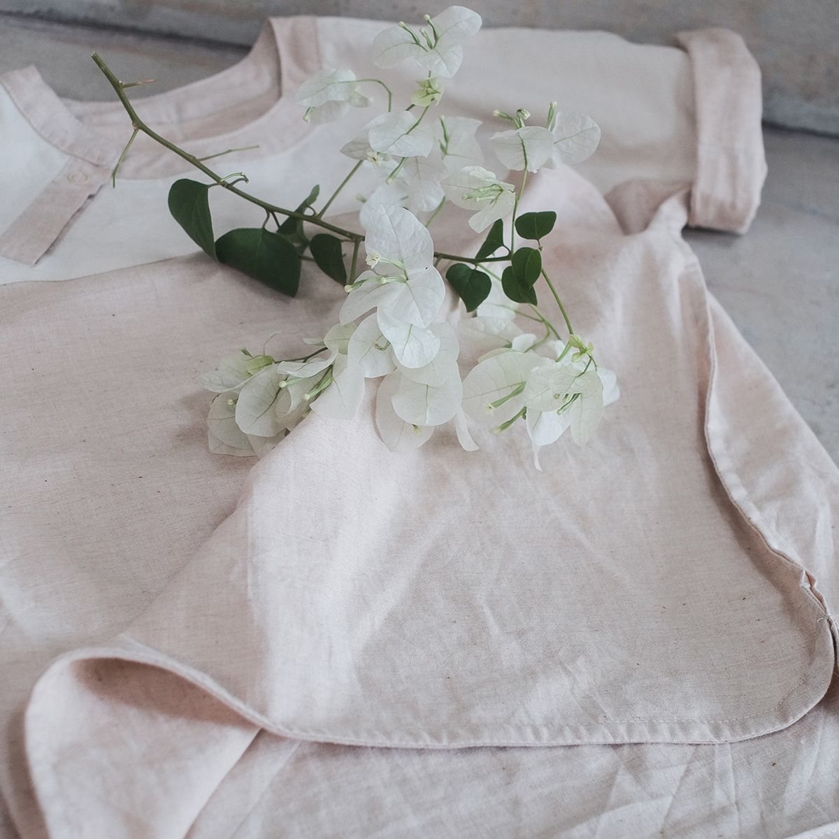 Áo bé trai tay ngắn cổ lãnh tụ | Flat round collar Shirt | Color grown cotton | CHOI SEWING