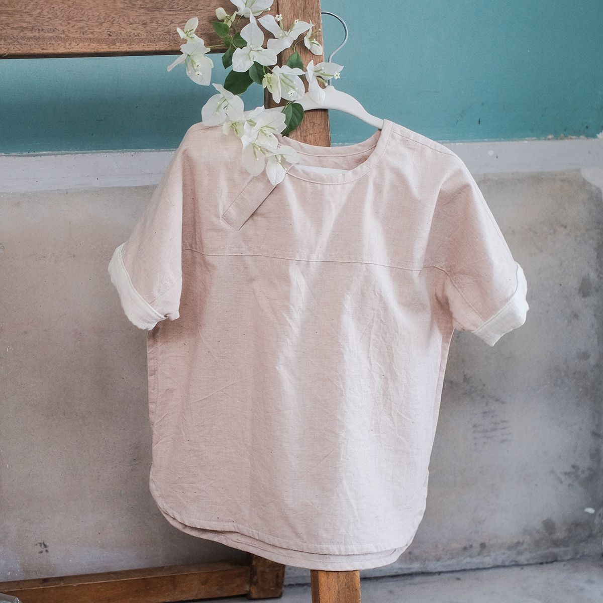 Áo bé trai tay ngắn cổ viền | Crew neck Shirt | Color grown cotton | CHOI SEWING