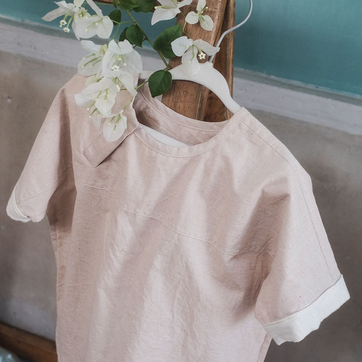 Áo bé trai tay ngắn cổ viền | Crew neck Shirt | Color grown cotton | CHOI SEWING