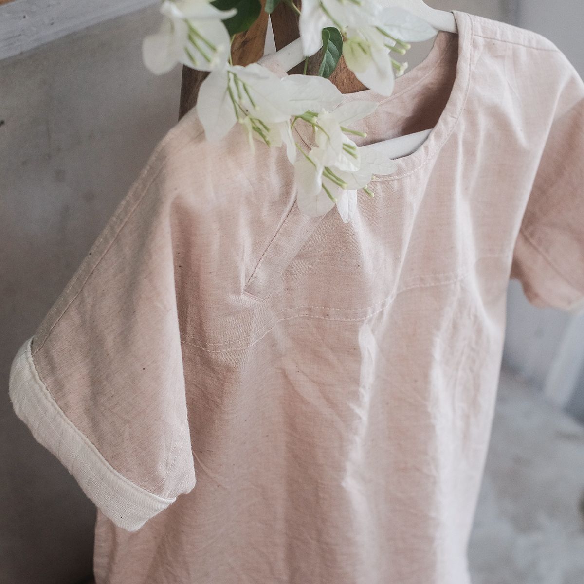 Áo bé trai tay ngắn cổ viền | Crew neck Shirt | Color grown cotton | CHOI SEWING