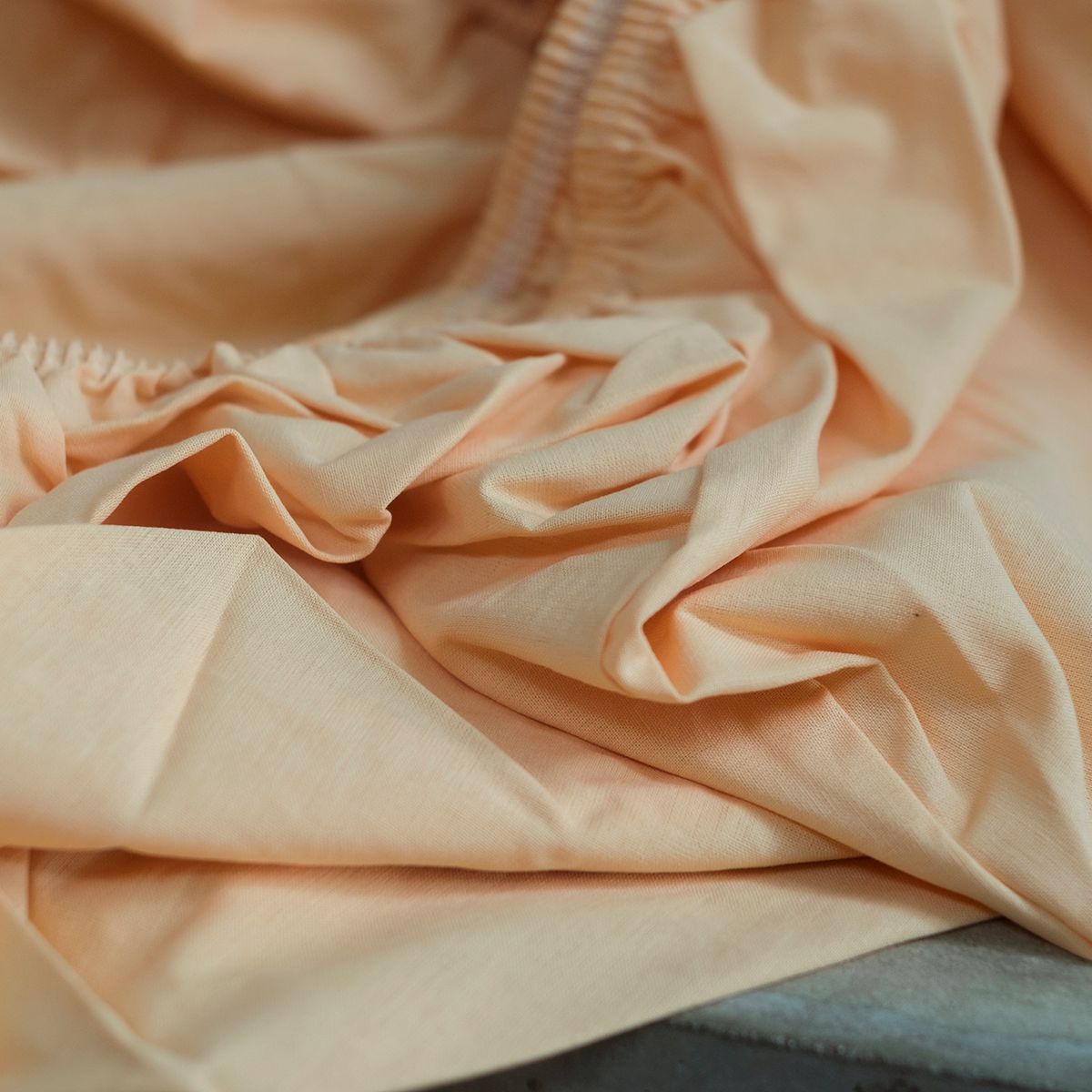 COTONEA Drap cotton bọc nệm dệt kiểu linen Apricot
