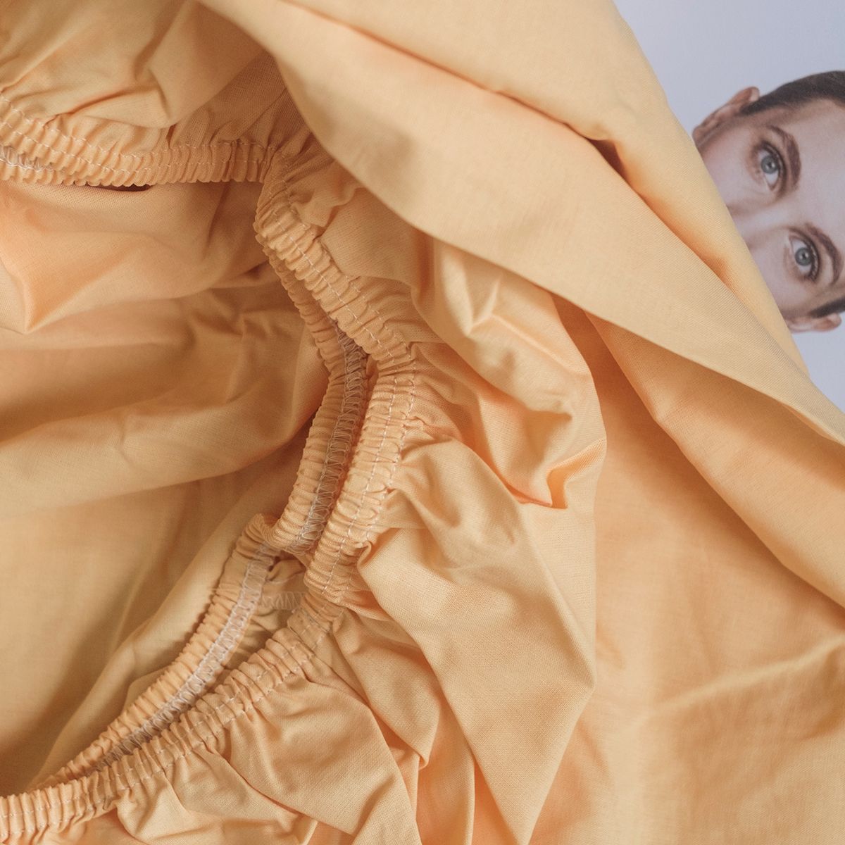 COTONEA Drap cotton bọc nệm dệt kiểu linen Apricot