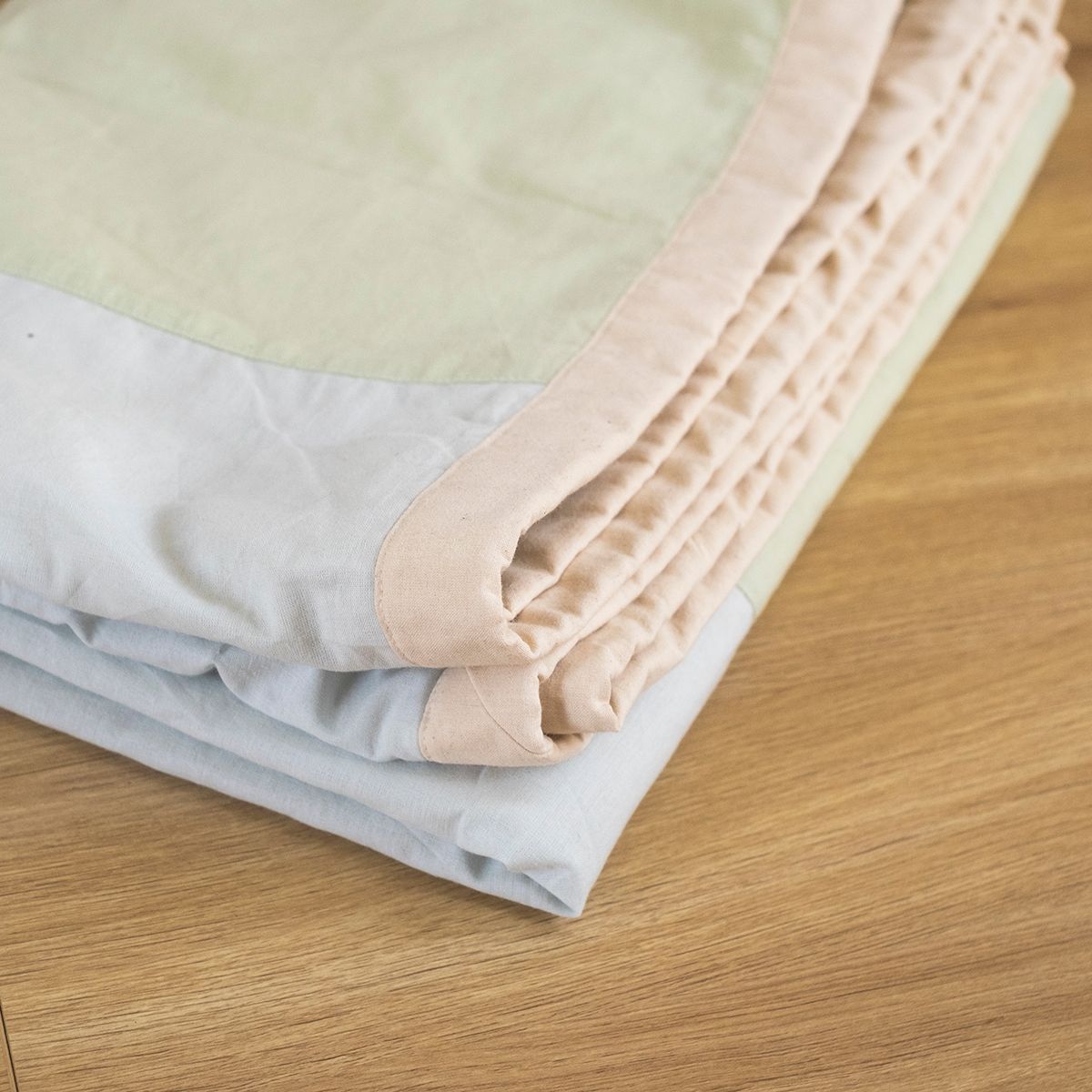 COTONEA Chăn 2 lớp Cotton linen/Musselin màu Pale blue/Sage