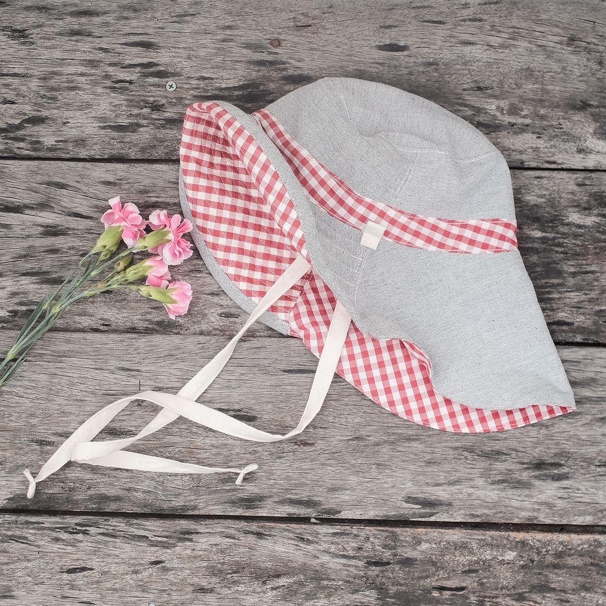 CHOI HANDMADE Nón 2 mặt Bucket hat 2-10y Vichy caro