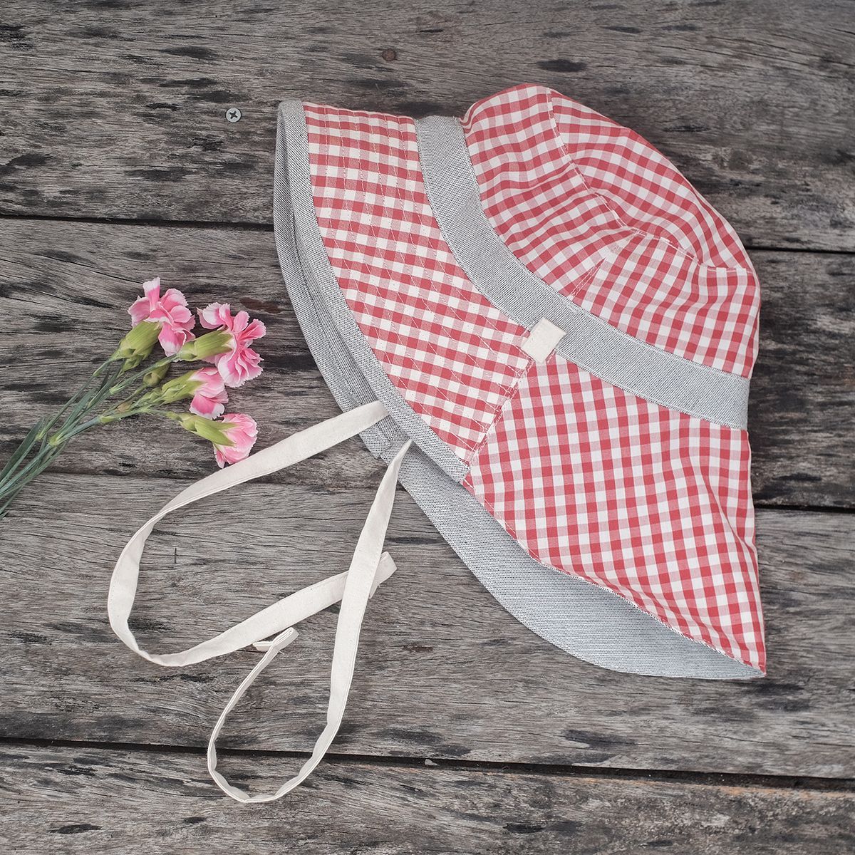 CHOI HANDMADE Nón 2 mặt Bucket hat 2-10y Vichy caro