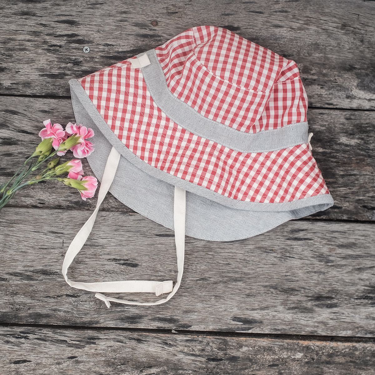 CHOI HANDMADE Nón 2 mặt Bucket hat 2-10y Vichy caro