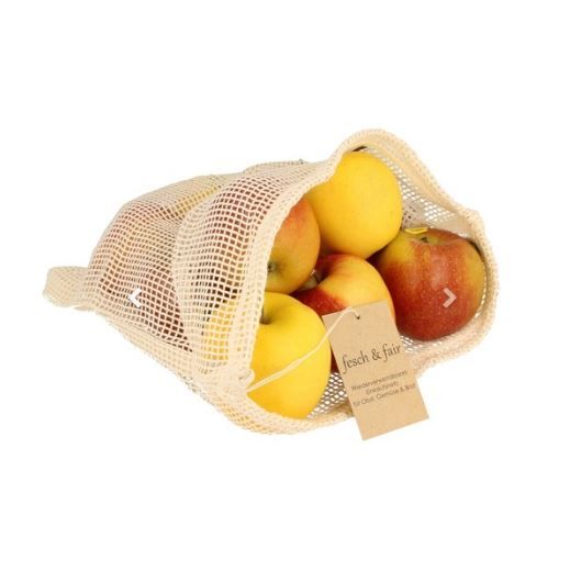 FESCH & FAIR Túi lưới dây rút màu kem 30x40cm