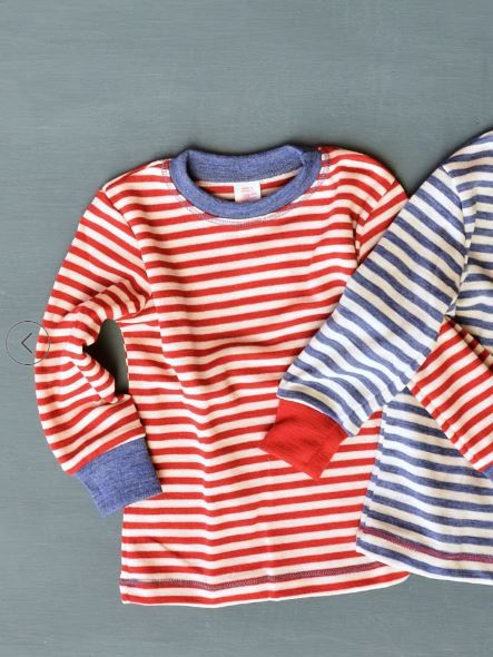 ENGEL Áo dài tay có bo 100% Merino wool Red melange